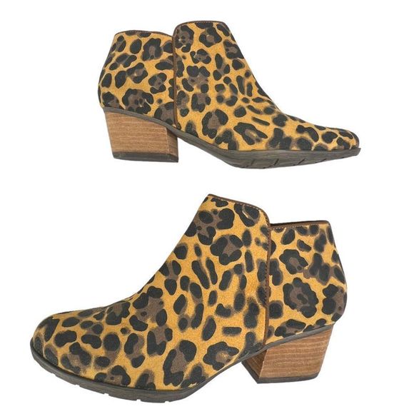 Blondo Villa Waterproof Ankle Bootie Cheetah Animal Print Suede Leather Size 10 - Picture 4 of 10